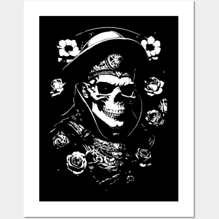 skull with roses design Posters and Art